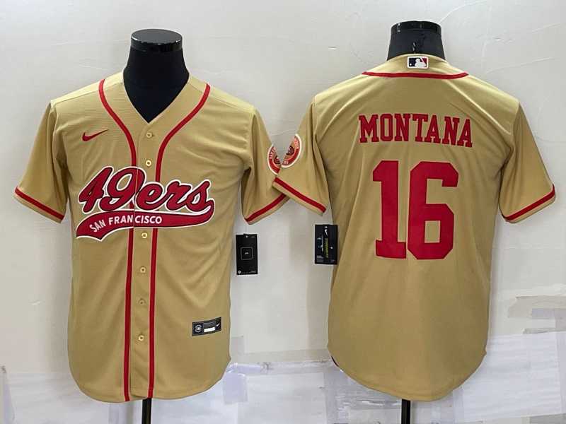 San Francisco 49ers 16 Joe Montana Gold Men's Stitched Cool Base Nike Baseball Jersey,We sell and wholesale San Francisco 49ers 16 Joe Montana Gold Men's Stitched Cool Base Nike Baseball Jersey on line form chian!